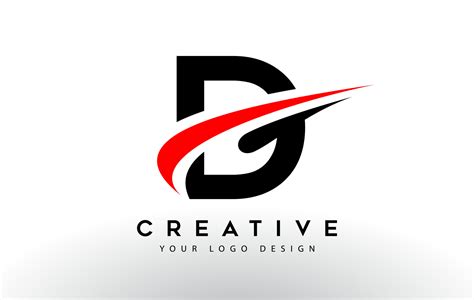 Black And Red Creative D Letter Logo Design With Swoosh Icon Vector 4887026 Vector Art At Vecteezy