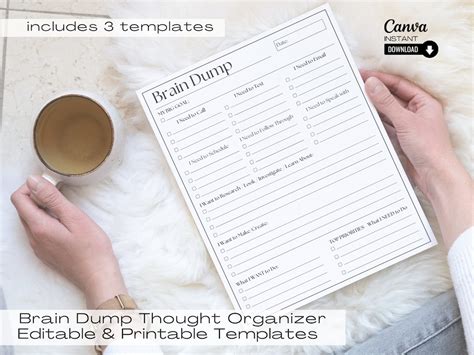 Editable ADHD Brain Dump Printable ADHD Planner To Do List Etsy