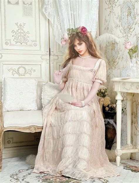 Romantic Regency Era Sandy Beige Lace Dress Empire Waist Ball Gown