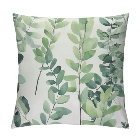 Ulloord Spring Sage Green Pillow Covers Watercolor Eucalyptus Branches