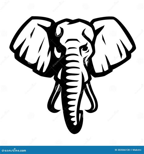 Elephant Head in Black and White Style. Stock Vector - Illustration of ...