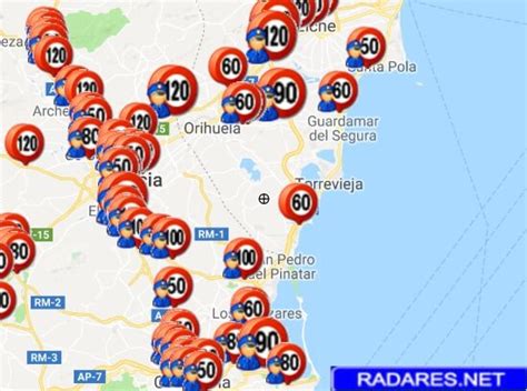 Mapa de radares fijos móviles semáforo y de tramo en Murcia Listado DGT