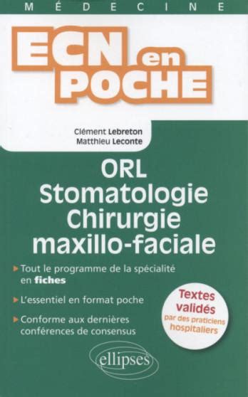 Livre Ecn En Poche Orl Stomatologie Chirurgie Maxillo Faciale