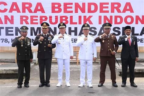 Bupati FDW Irup Dalam Upacara Bendera HUT RI Ke 78 Di Minsel