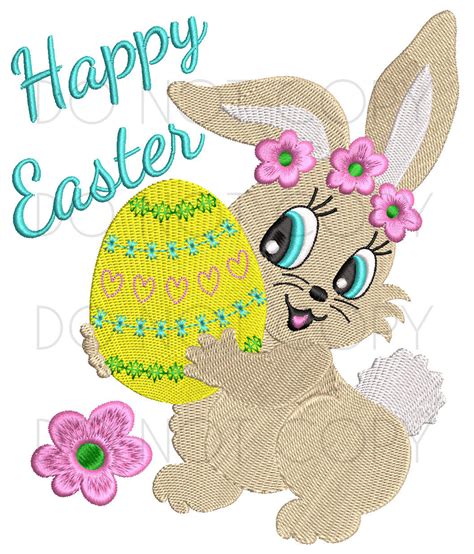 Easter Bunny And Egg Embroidery Design - Sewing Divine