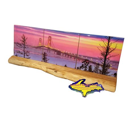 Panoramic Coaster Set Mackinac Bridge 0016 Michigan Products And T