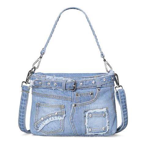 Fashion Blue Genuine Denim Jean Cloth Handbag Clarity Deal Kadın El çantaları Çanta Çanta