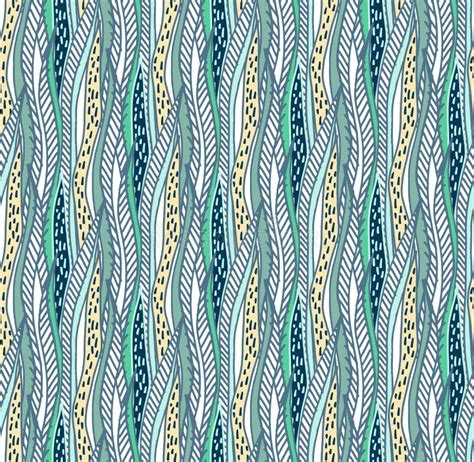 Hand Drawn Abstract Seaweed Seamless Pattern Design Vector