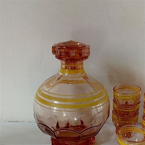 Vintage Rose Glass Liqueur Set French Vintage Pink Glass Etsy