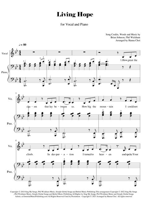 Living Hope Arr Hanna Choi By Phil Wickham Sheet Music For Piano And Vocal At Sheet Music Direct