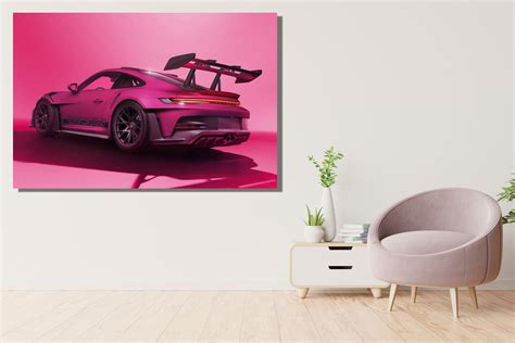 Pink Porsche Gt Rs Canvas Wall Art Modish Office Decor Porsche