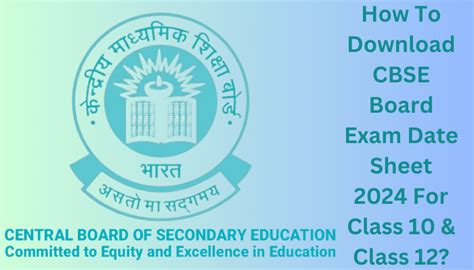 Cbse Board Exam Date Sheet 2024 Released Download Now