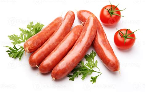 Ai Generated Tasty Goodness Sausages Isolated On White Background