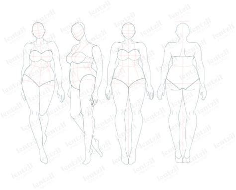 Plus Size Fashion Figures And Croquis Template Etsy