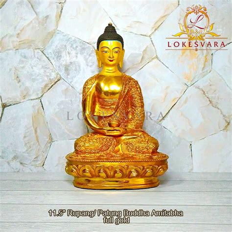 Jual Patung Rupang Arca Logam Buddha Amitabha 11 5inch Full Gold