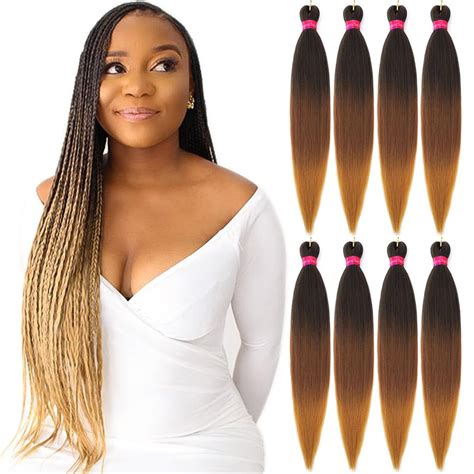 Fayeta Pre Stretched Braiding Hairombre Braiding Hair 28 8 Packs Silky Color Blend Braid Hair