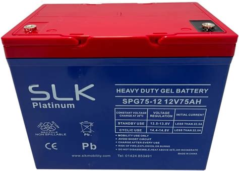 Slk Platinum Mobility Scooter Gel Battery Pair Of 2 X 12v 75ah Reliable And Long Lasting