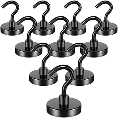 FINDMAG 10 Pack Black Magnetic Hooks Heavy Duty 50LBS Neodymium Magnet