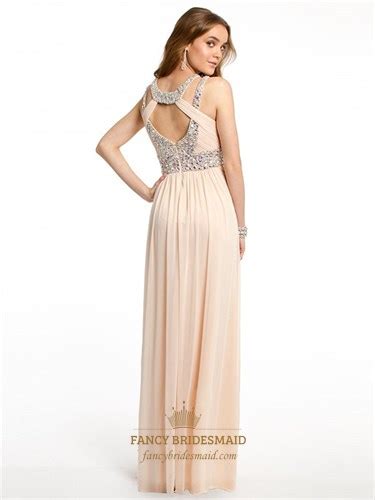 Illusion Neckline Cap Sleeve Chiffon Long Prom Dress With Keyhole Back