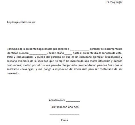 Formato De Carta De Recomendacion Laboral Para Descargar Actualizado