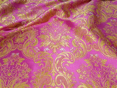 Tela de brocado Jacquard metálico color rosa oro Hecho en Etsy México