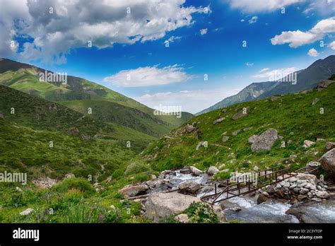 Idyllic Summer Landscape With Hiking Trail In The Mountains With