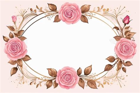 Rose Pink Gold Floral Frame For Background Premium Ai Generated Image