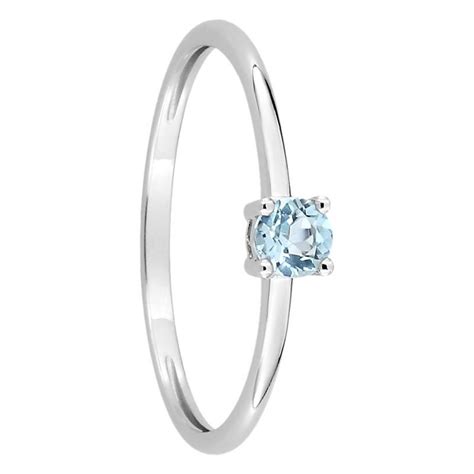 Bague Topaze Bleue Ronde En Or Blanc Aurora Ocarat