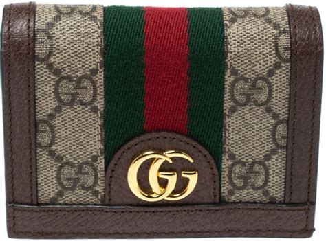 Gucci Beige Brown Gg Supreme Canvas And Leather Ophidia Web Compact