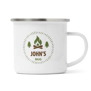 Personalised Campfire And Tent Enamel Mug Personalise Online With