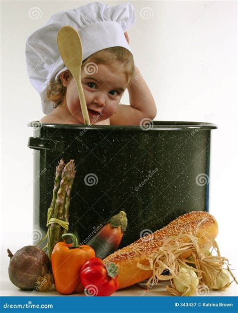 Baby in a Chef Pot stock image. Image of vegetables, female - 343437