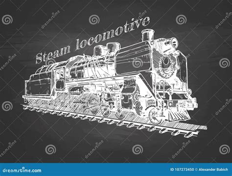 Vintage Train On Blackboard Stock Vector Illustration Of Background