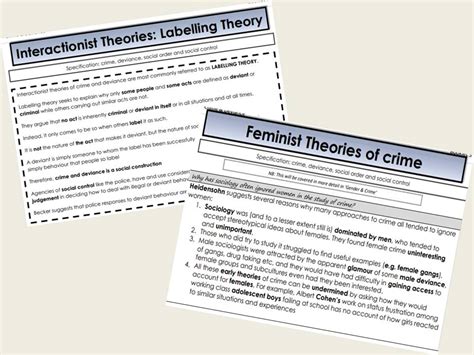 Aqa Sociology Year 2 Crime And Deviance Interactionist And Feminist Theories Of Crime