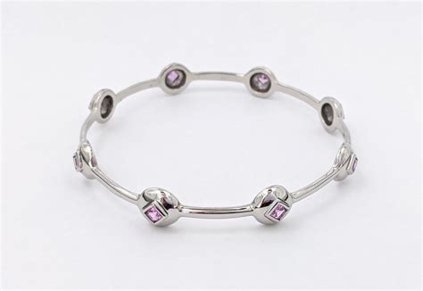 Pink Multi-Sapphire Sterling Silver Bangle Bracelet | Burnie's Rock ...