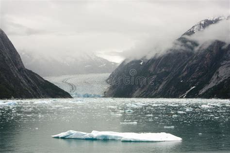 Iceberg And Dawes Glacier At Endicott Arm Fjord Stock Photo Image Of