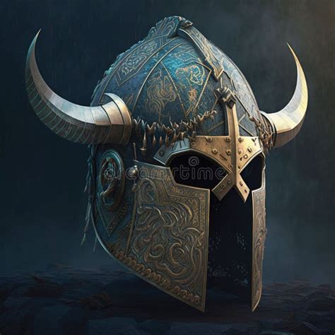 Illustration Of A Modern Viking Warrior With A Futuristic Helmet Stock