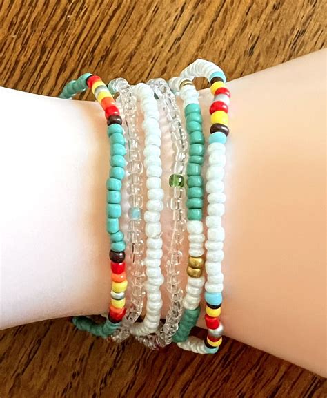 New Set Of 6 Boho Colorful Seed Bead Bracelets Great T Item Ebay