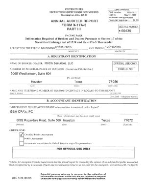 Fillable Online Annual Audited Report Form X A Part Ill Sec