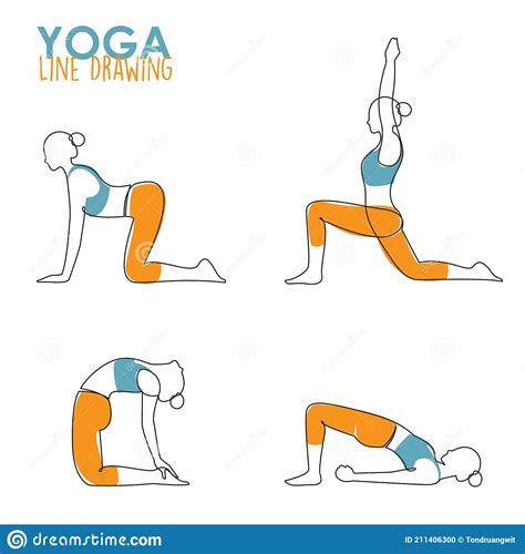 Dibujo En Línea Continua De La Pose De Yoga De La Mujer O Postura Asana