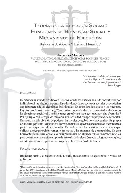 Dialnet Teoria De La Eleccion Social T Eor A De La Elecci N S