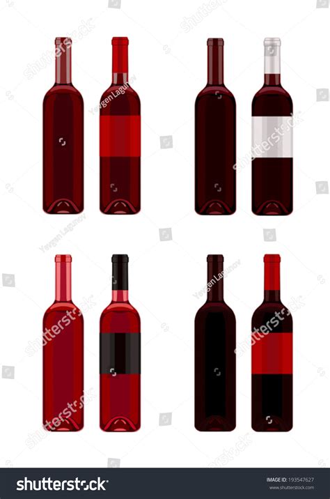 Set Wine Bottles Isolated On White Stock Vector Royalty Free 193547627 Shutterstock