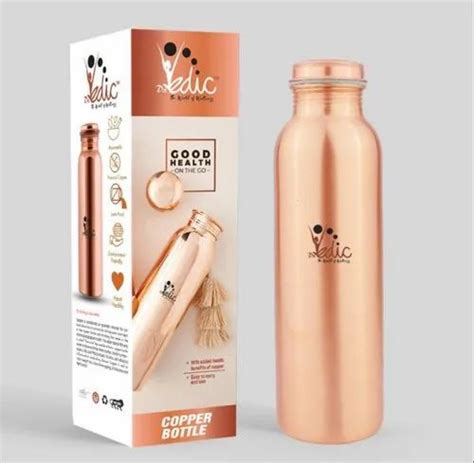 Anti Tarnish Pure Copper Water Bottle Plain Matt Finish Design