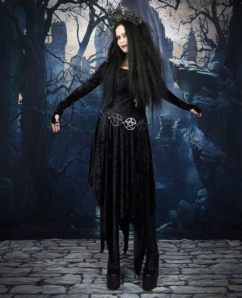 Velvet Lamentation Dress Long Sleeved Thumbhole Witchy Dress By