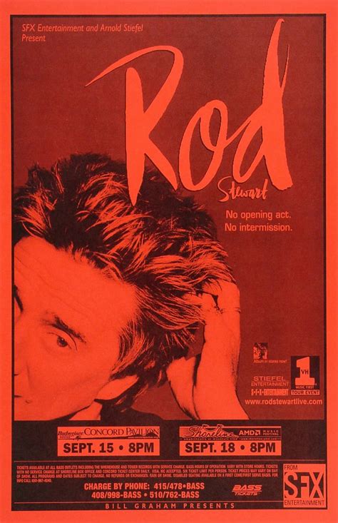 Rod Stewart Vintage Concert Poster from Concord Pavilion, Sep 15, 1998 ...