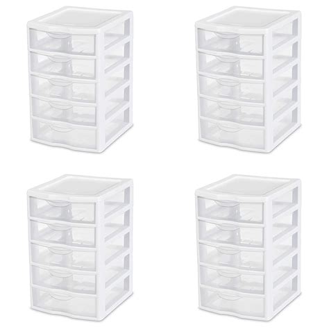 Sterilite Clearview Small Plastic Drawer Desktop Storage System