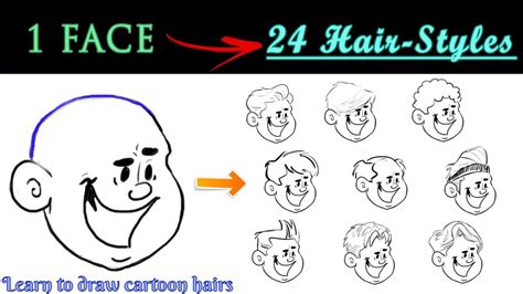 How to draw Hairs of cartoons - Male | Learn to draw 24 hairstyles for ...