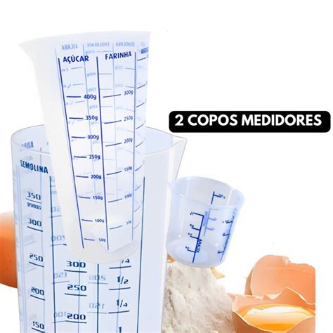 Kit Copos Medidores Copo Medidor Dosador Graduado Para Receitas