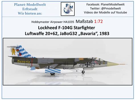 HA1035 F 104G Starfighter Luftwaffe JaBo 32 20 62 Bavaria Hobbymaster