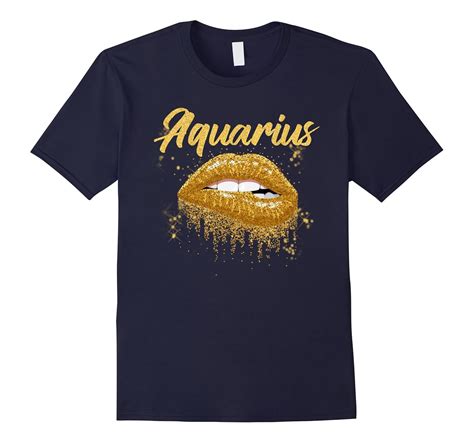 Aquarius Zodiac Birthday Golden Lips T Shirt For Black Women Ah My Shirt One T Ahmyshirt