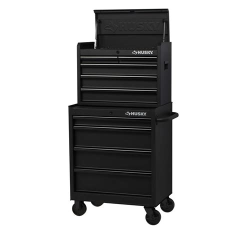 Husky Standard Duty 27 Inch W 9 Drawer Tool Storage Chest And Rolling Cabinet Combo In Mat